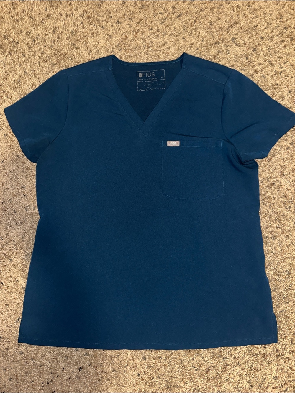 Figs Deep Navy V-Neck one-pocket Scrub Top